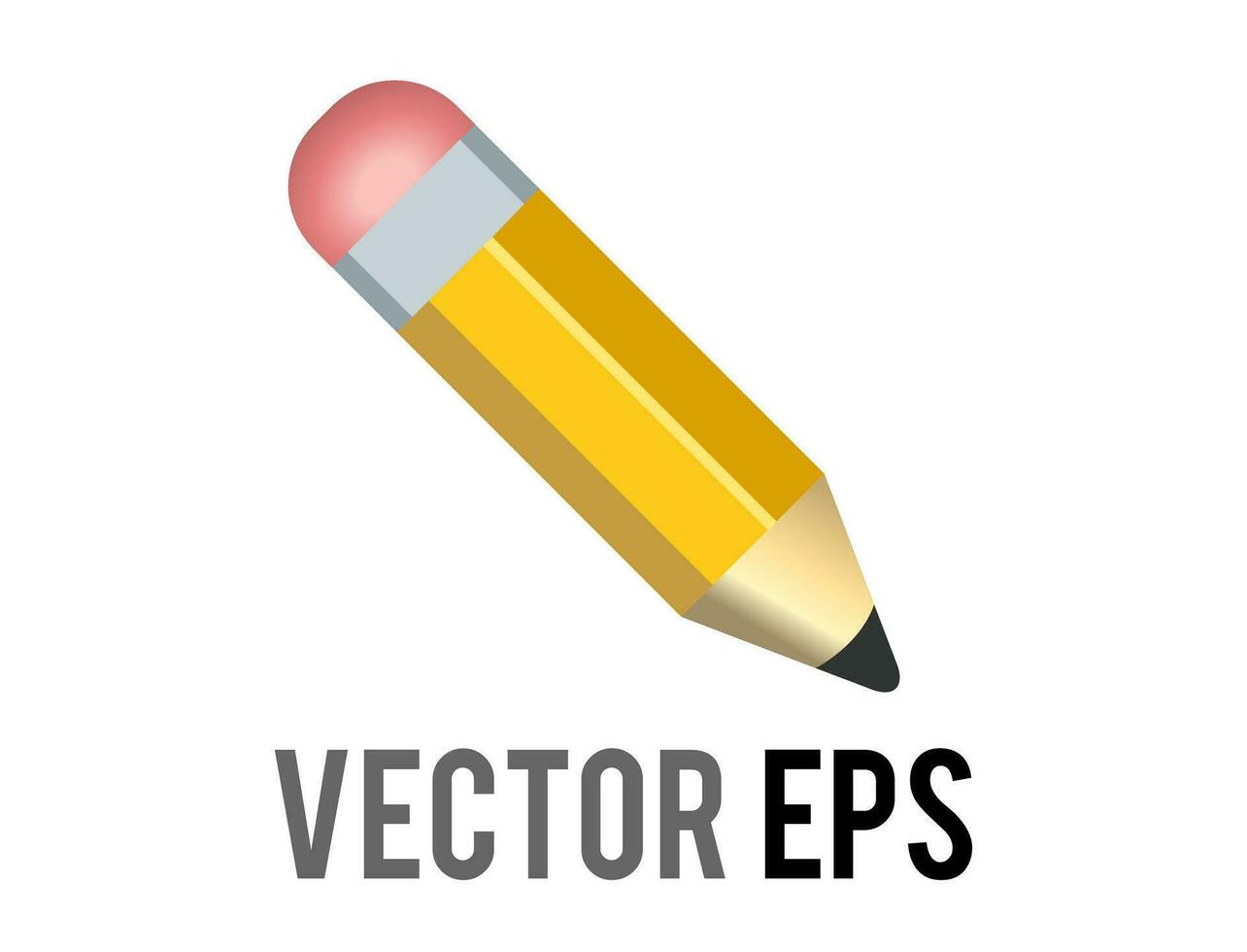 Vector classic yellow pencil icon with sharpened tip, pink eraser