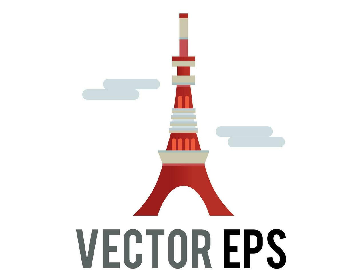 vector the red Tokyo Tower architecture building icon