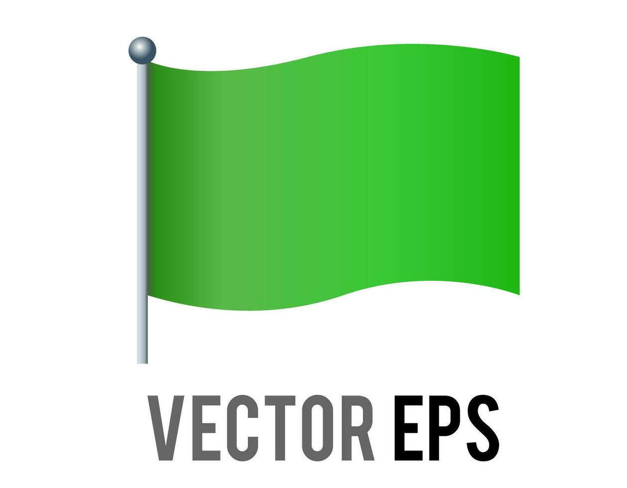 Vector isolated rectangular Christmas gradient green flag icon with silver pole