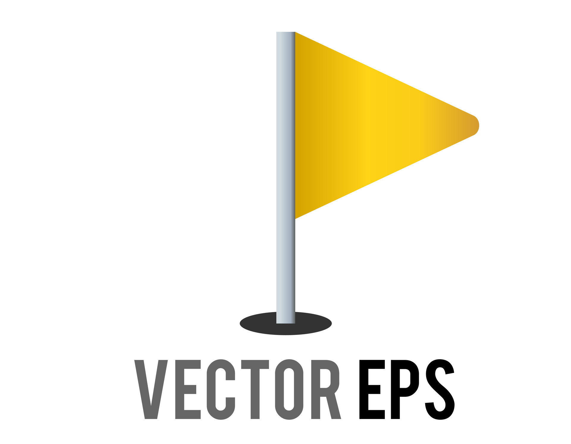 Vector isolated vector triangular gradient yellow flag icon with silver