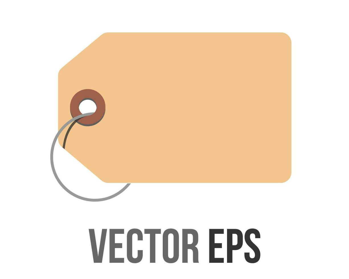 Vector light brown rectangular price tag with hole and string icon