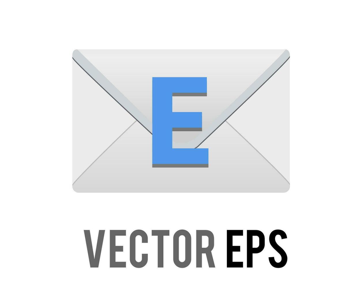 Vector back of white envelope icon envelope imprinted with a capital blue letter E