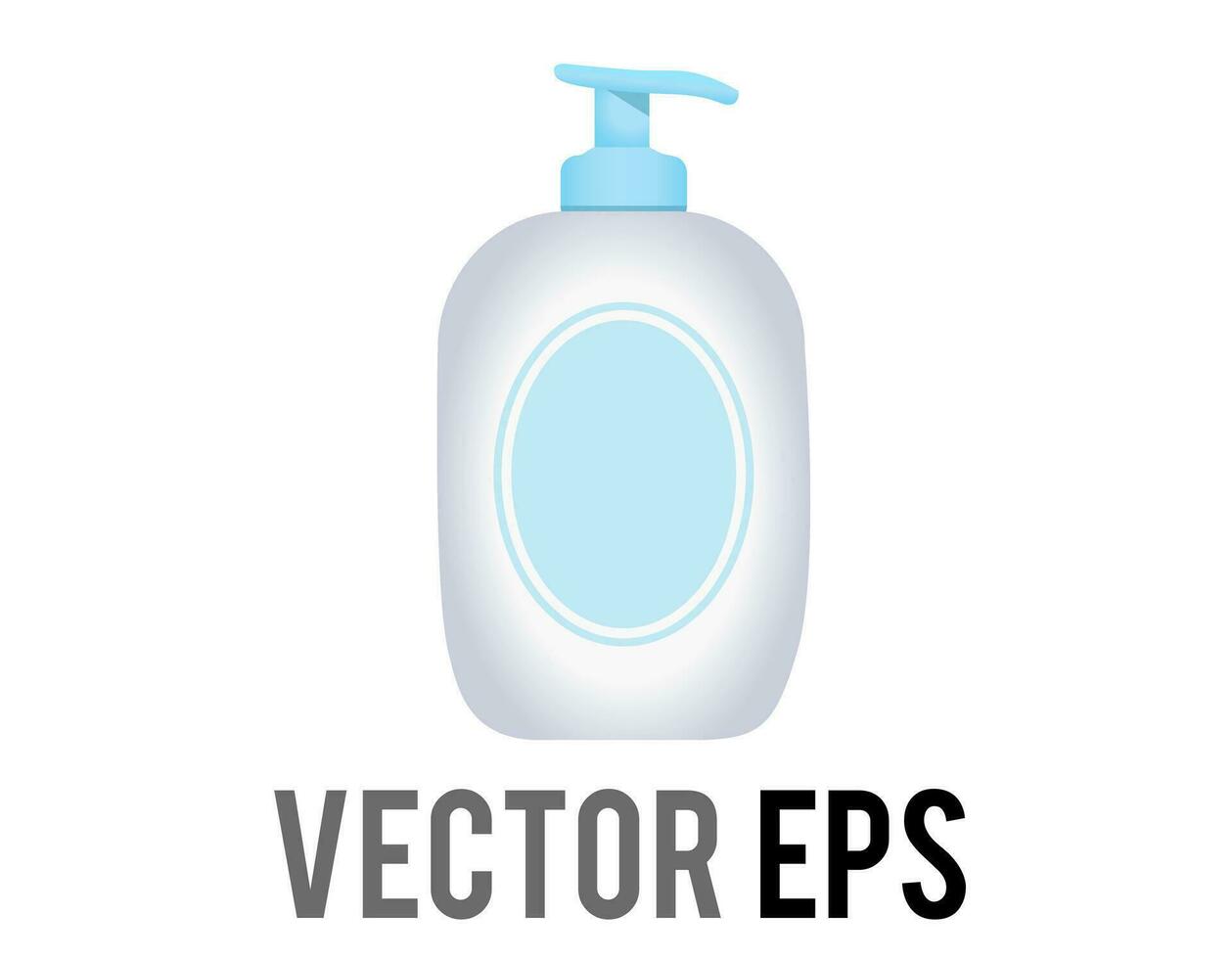 Vector baby blue bottle of skin lotion icon for moisturizer,  sunscreen, sunblock, shampoo and body wash