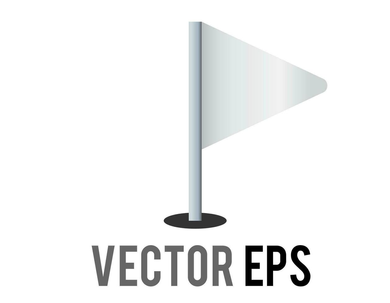 Vector isolated vector triangular white flag icon with silver pole