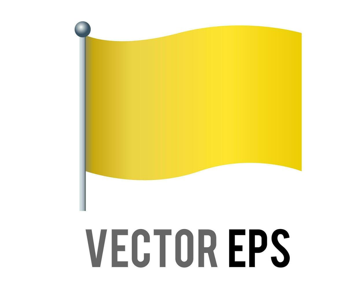 Vector isolated rectangular gradient yellow flag icon with silver pole