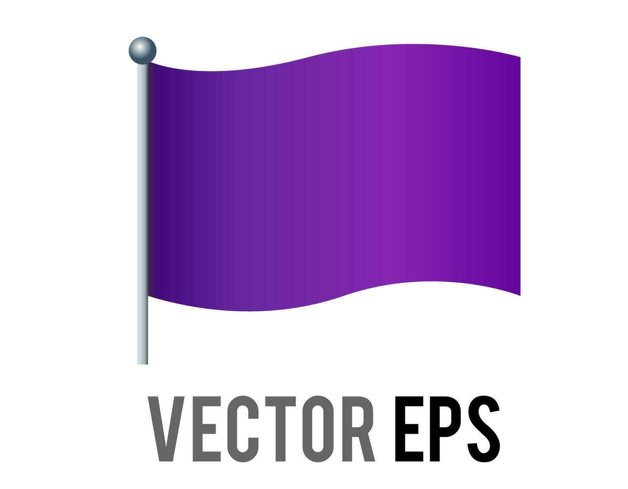 Vector isolated rectangular gradient violet, purple flag icon with silver pole