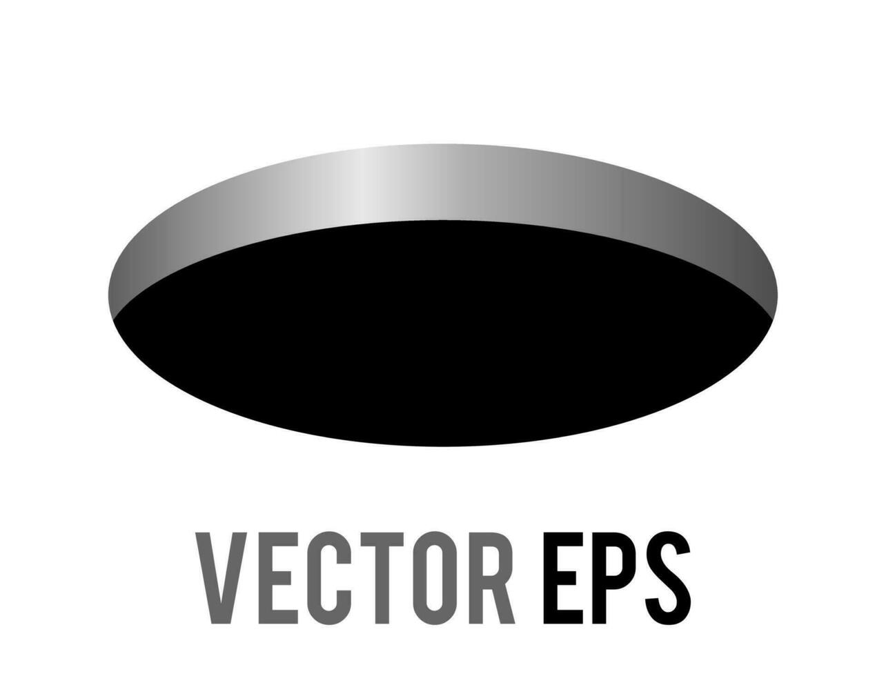 Vector round black cartoon styled hole, manhole icon