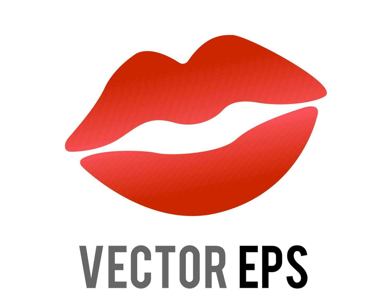 Vector gradient red kiss mark icon with bright lipstick