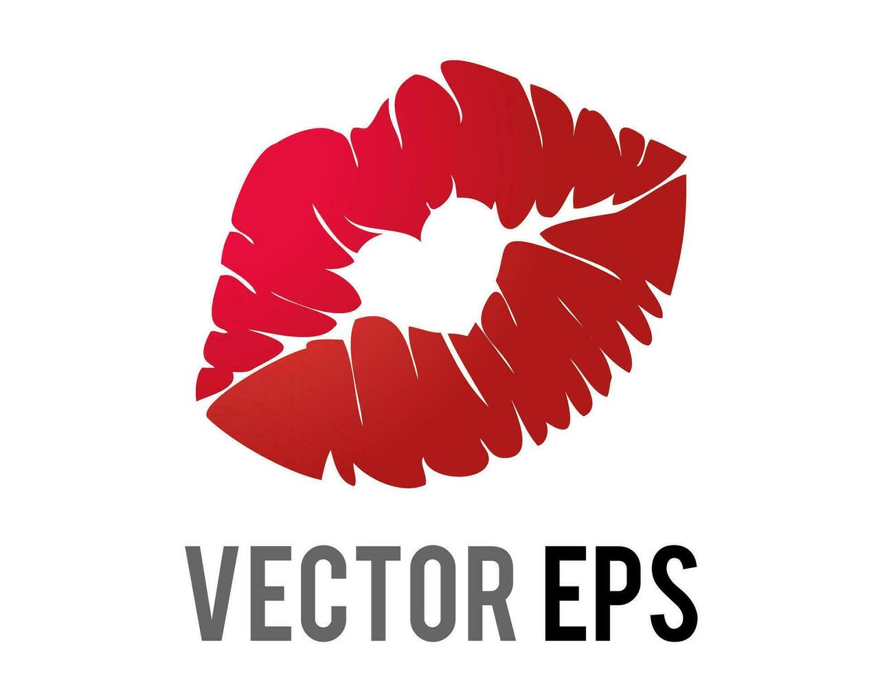 Vector gradient red kiss mark icon with bright lipstick