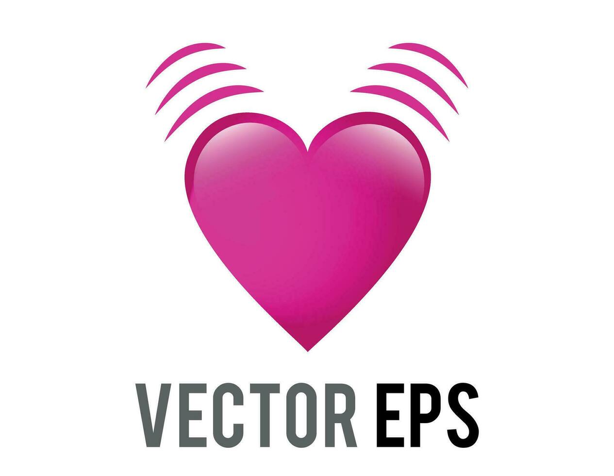 Vector glossy pink beating heart icon with vibration, movement lines, representing either life, or love