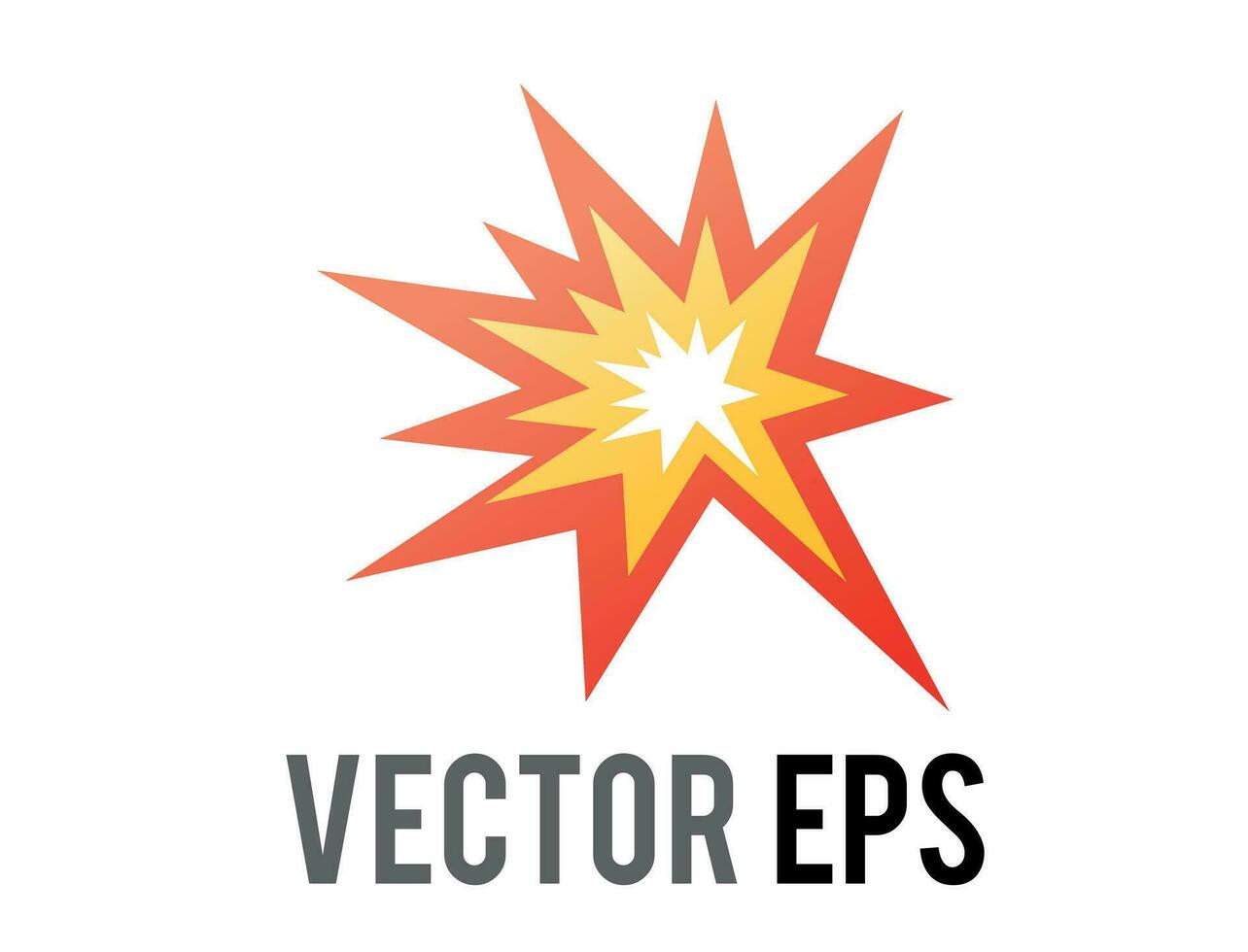 Vector cartoon-styled red, yellow fiery burst collision star icon