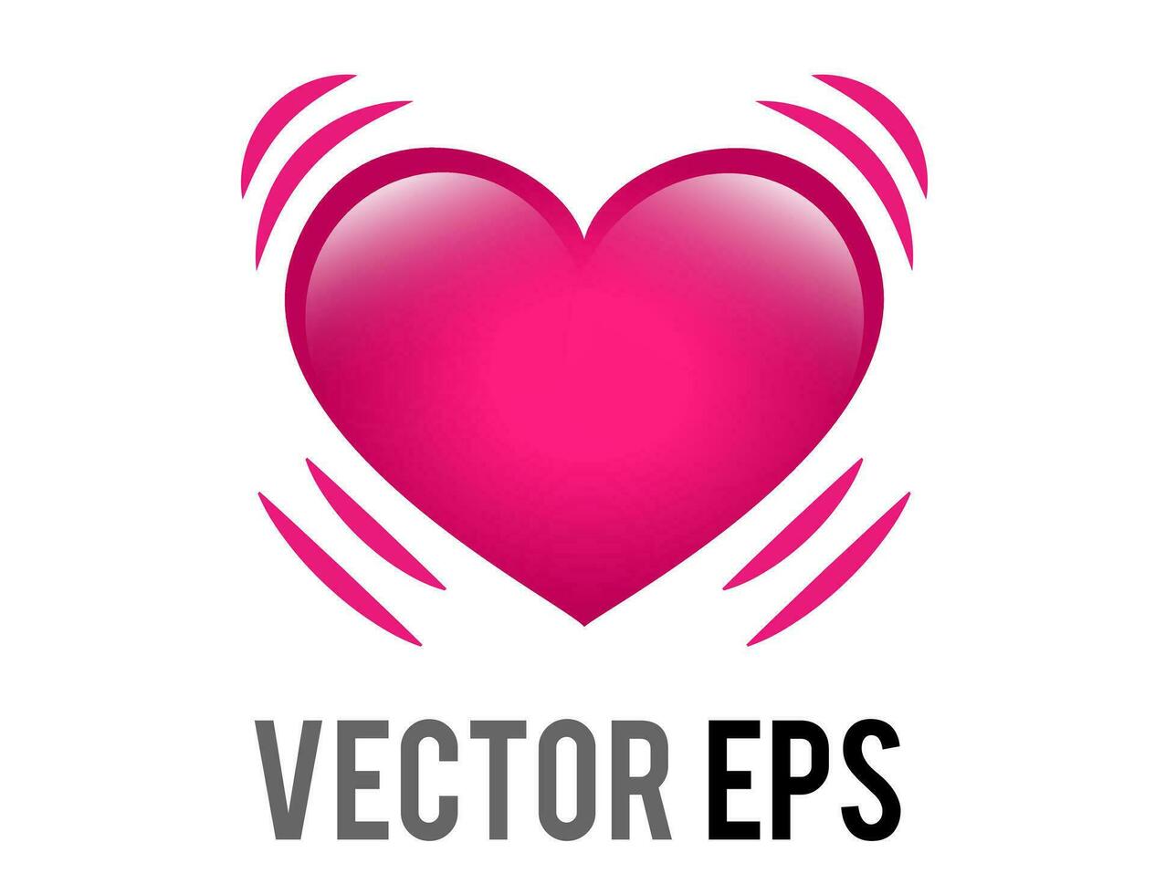 Vector glossy pink beating heart icon with vibration, movement lines, representing either life, or love