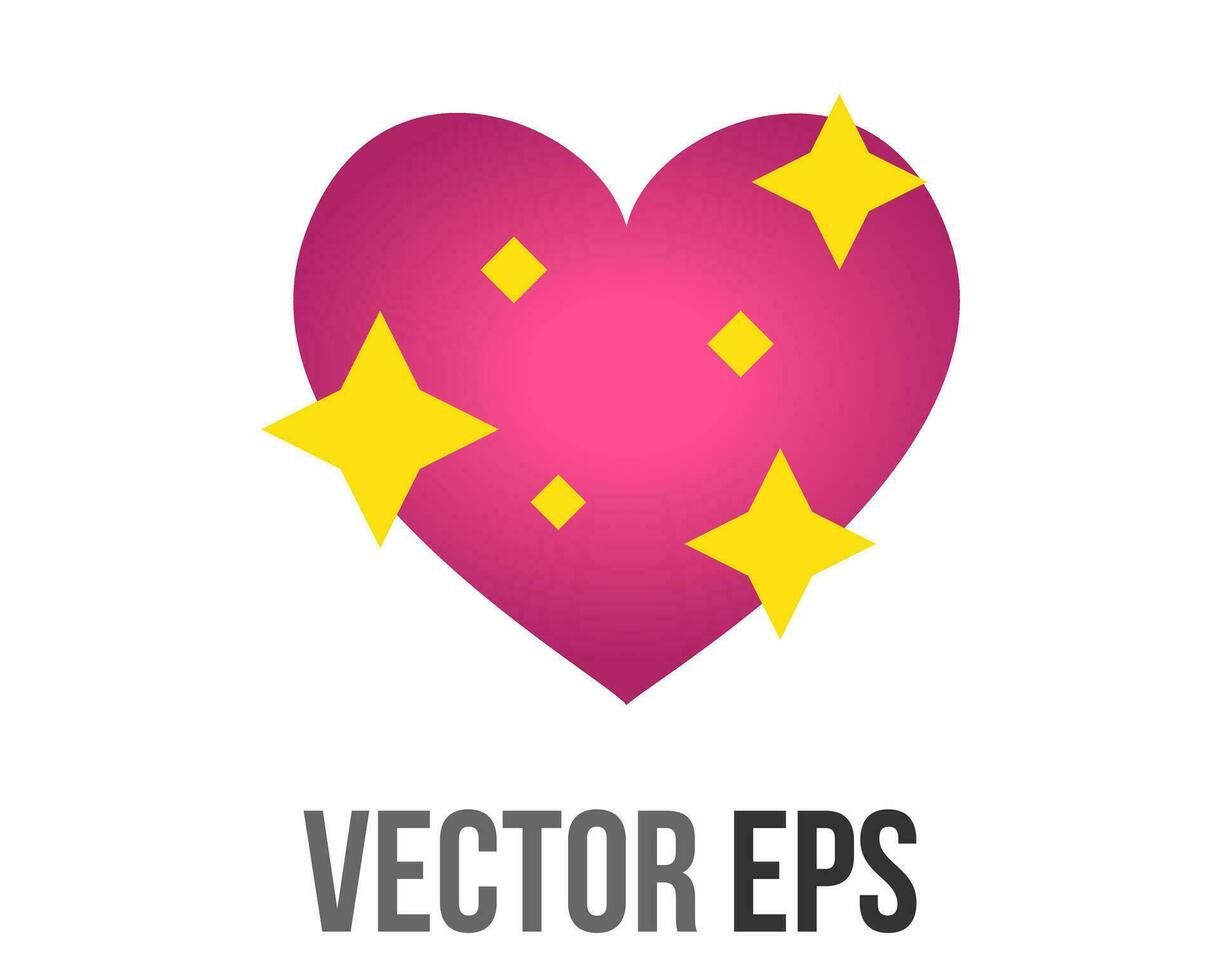 vector moderno sencillo rosado favorito corazón icono con espumoso amarillo estrellas