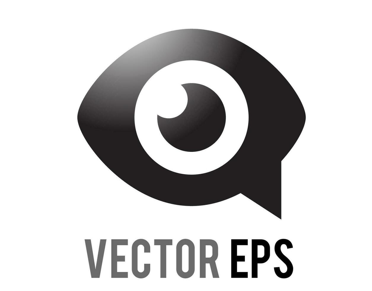 Vector gradient dark grey speech bubble icon showing an eye inside