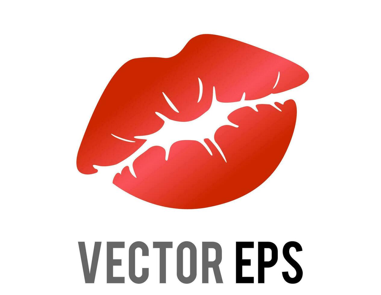 Vector gradient red kiss mark icon with bright lipstick