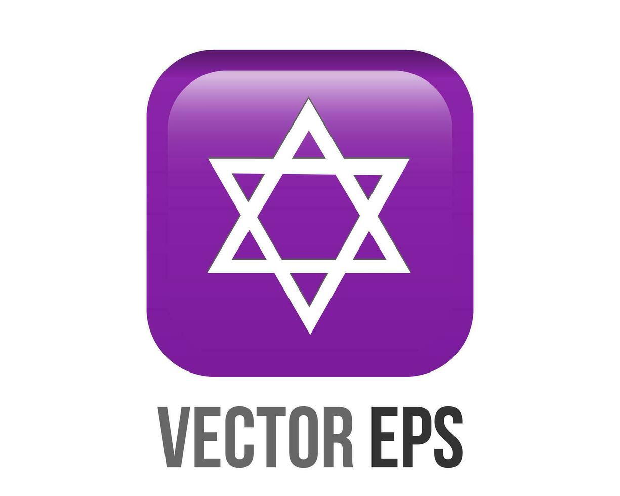 Vector white six pointed star with middle dot icon gradient purple round corner button