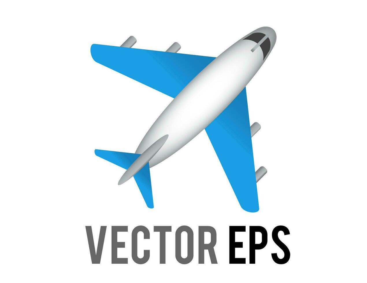 vector blanco literal avión icono con azul alas y motores