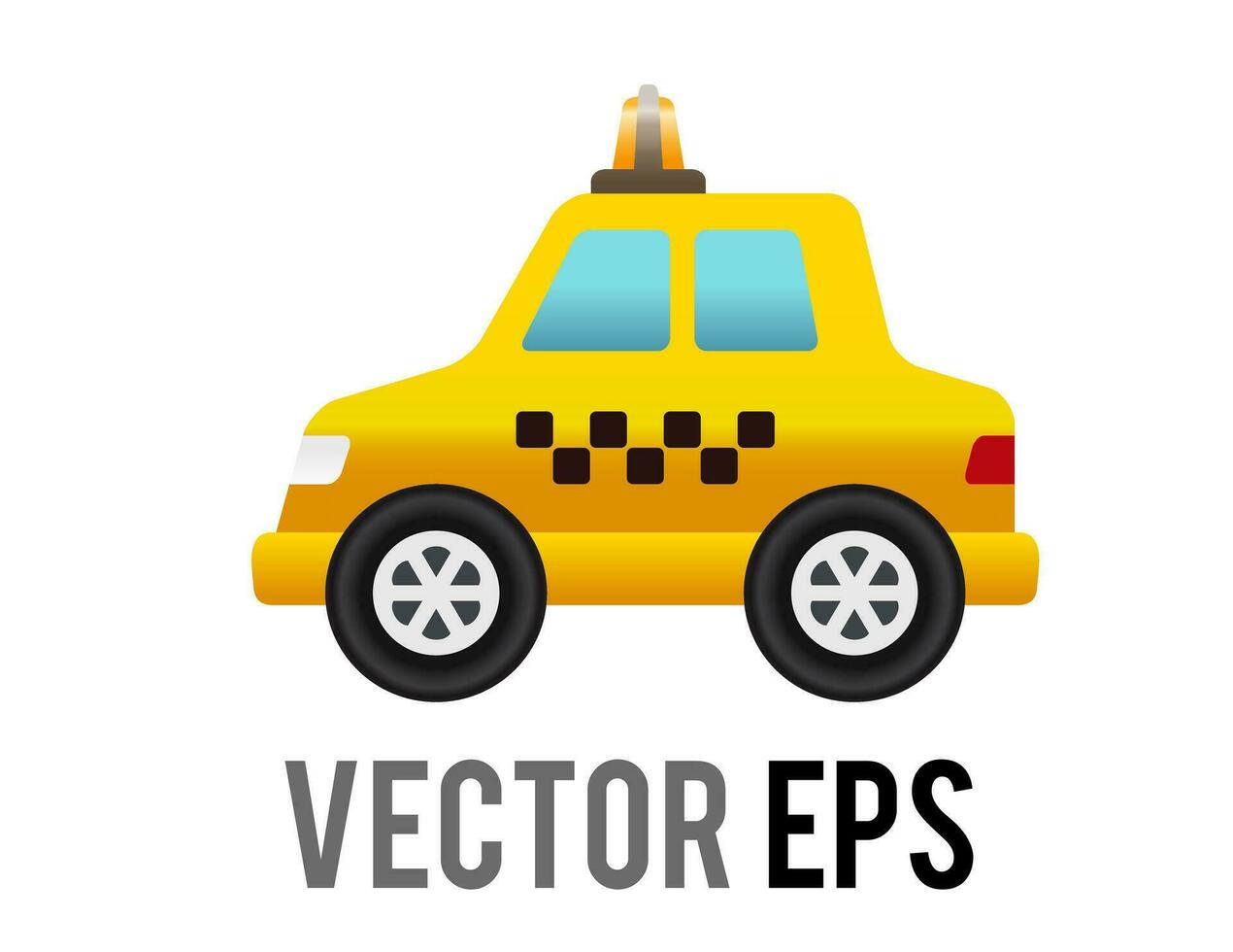 Vector side of yellowcab city taxi car icon with gradient blue window