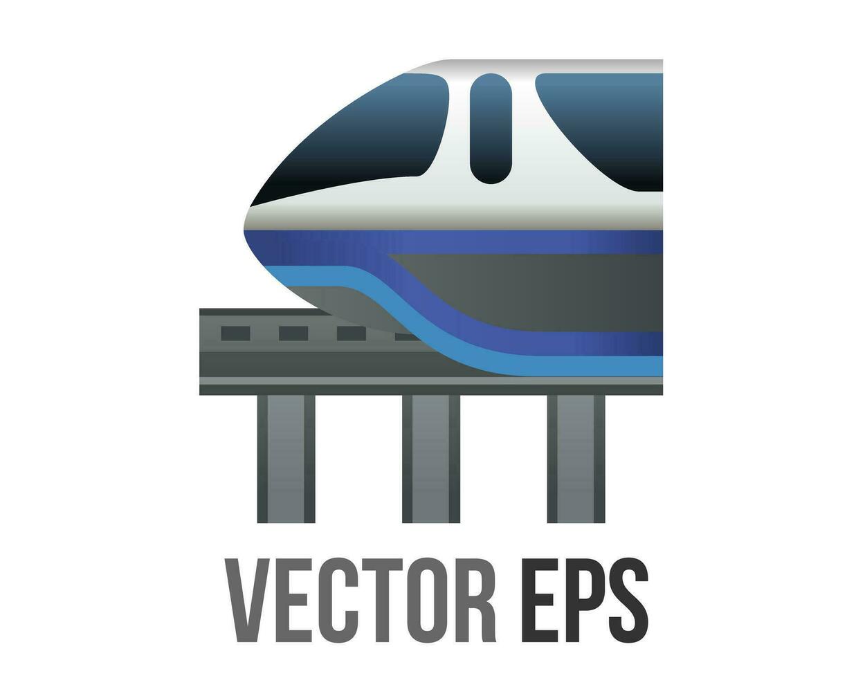 Vector white train Monorails on single track icon