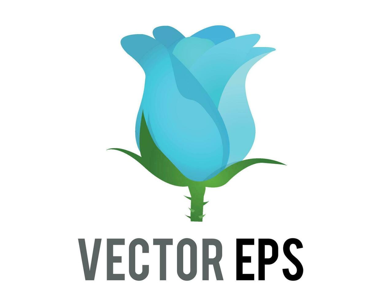 Vector tranquility blue flower icon with green stem and leaves