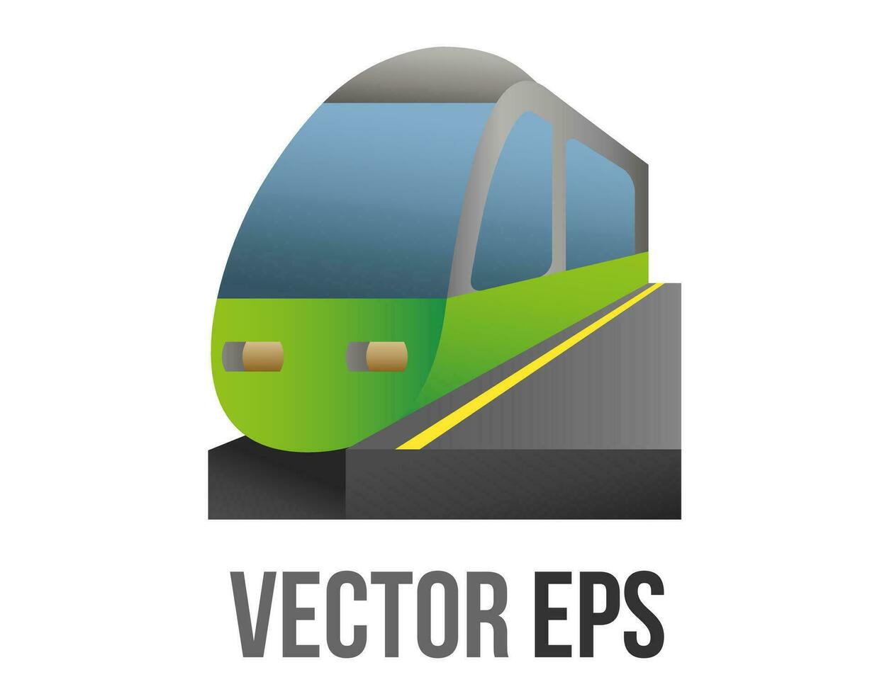 Vector front green train at station with alongside platform icon