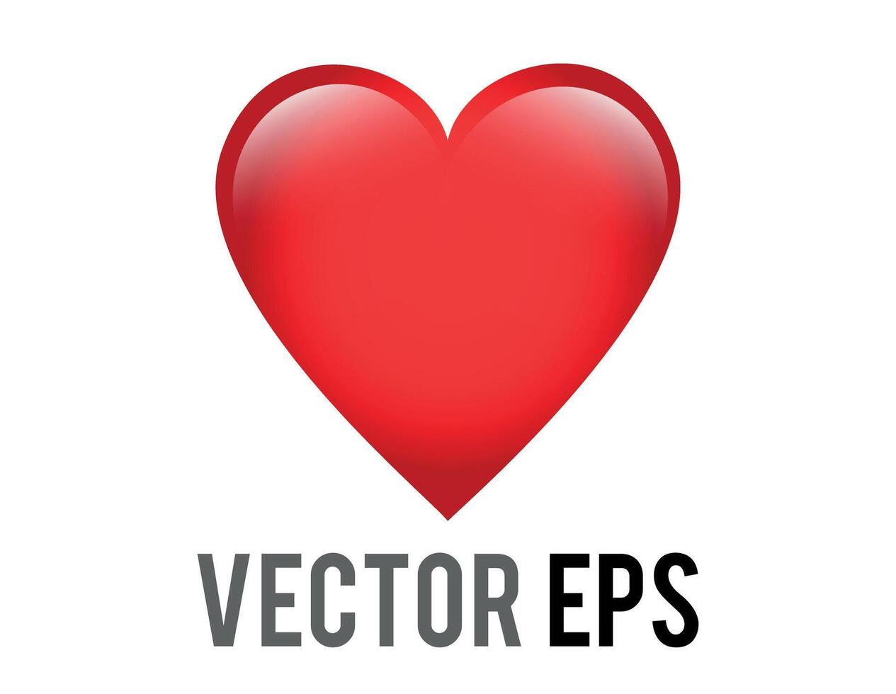 Vector classic love red glossy heart icon, used for expressions of love passion and romance