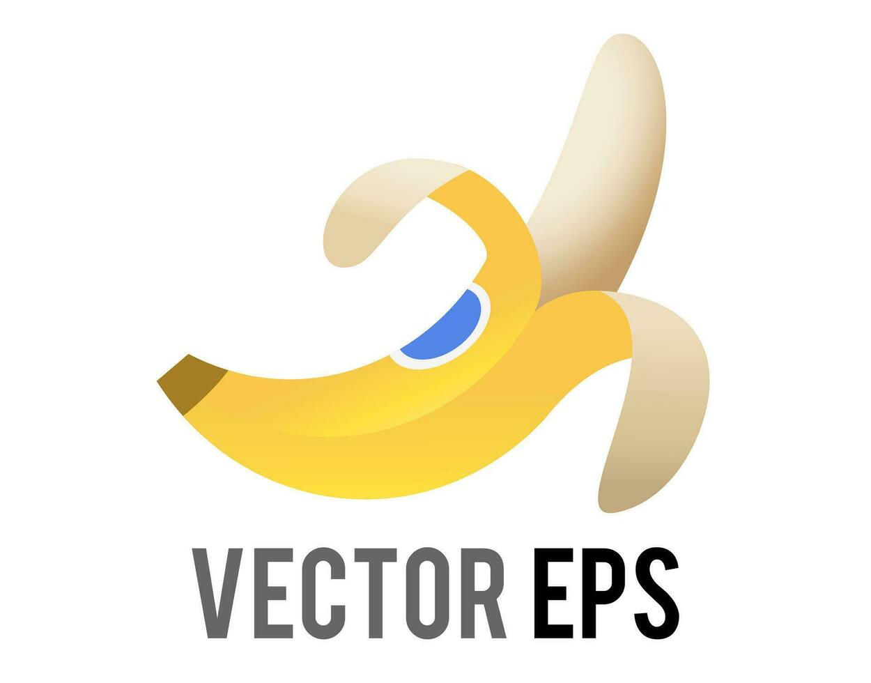 Vector raw fruit banana icon with yellow skin