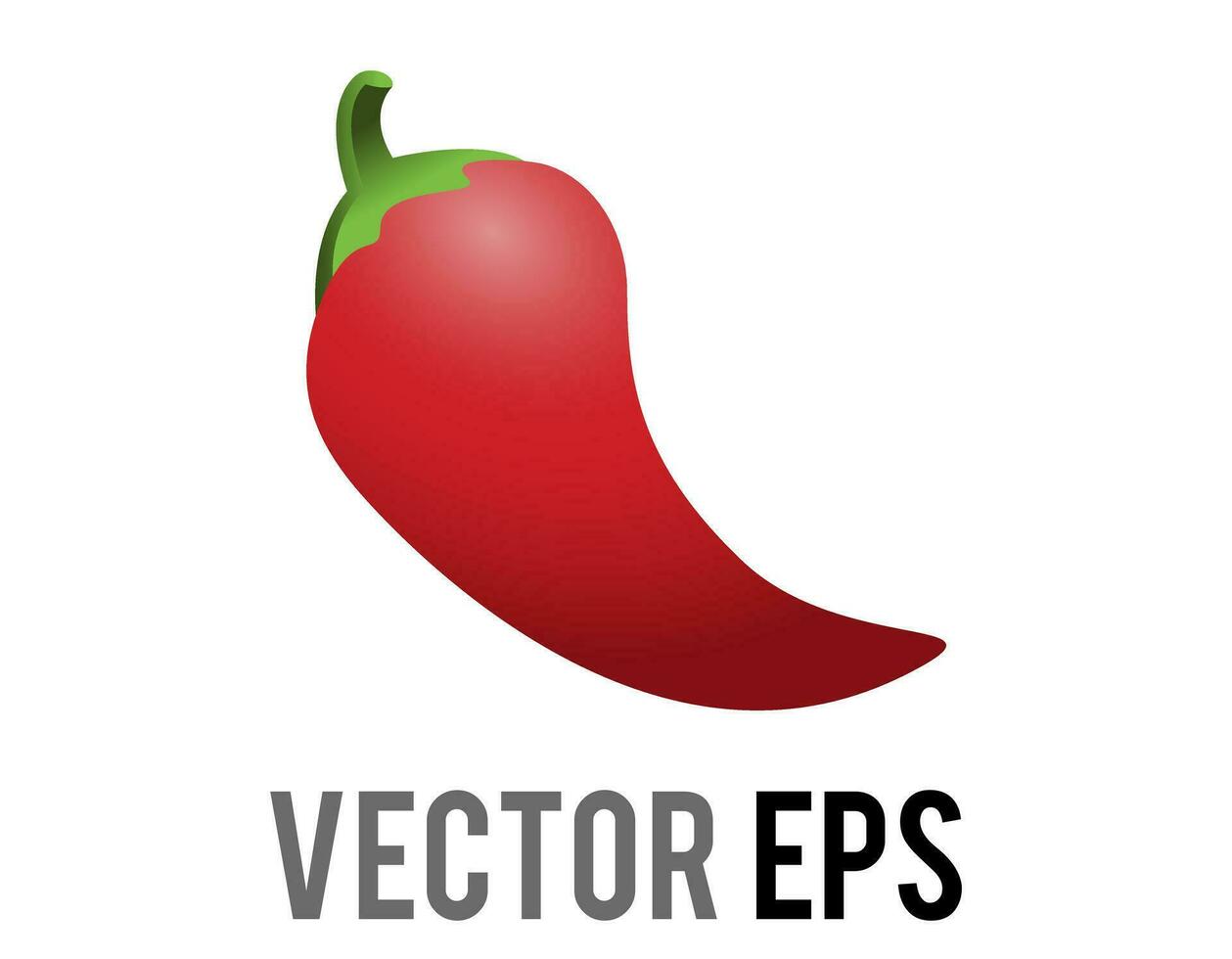 vector red curled Mexican chili pepper icon with green stem