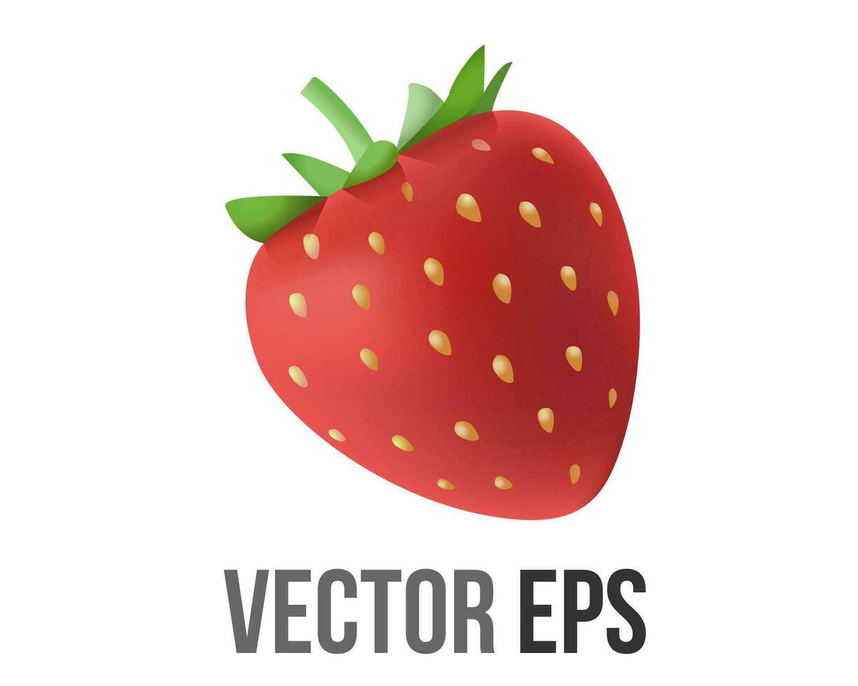 vector Fruta de Rico rojo fresa punteado icono con semillas y coronado con verde hojas