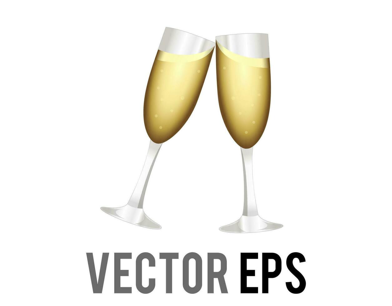 Vector two flutes of alcohol drink gold champagne sparkling wine icon