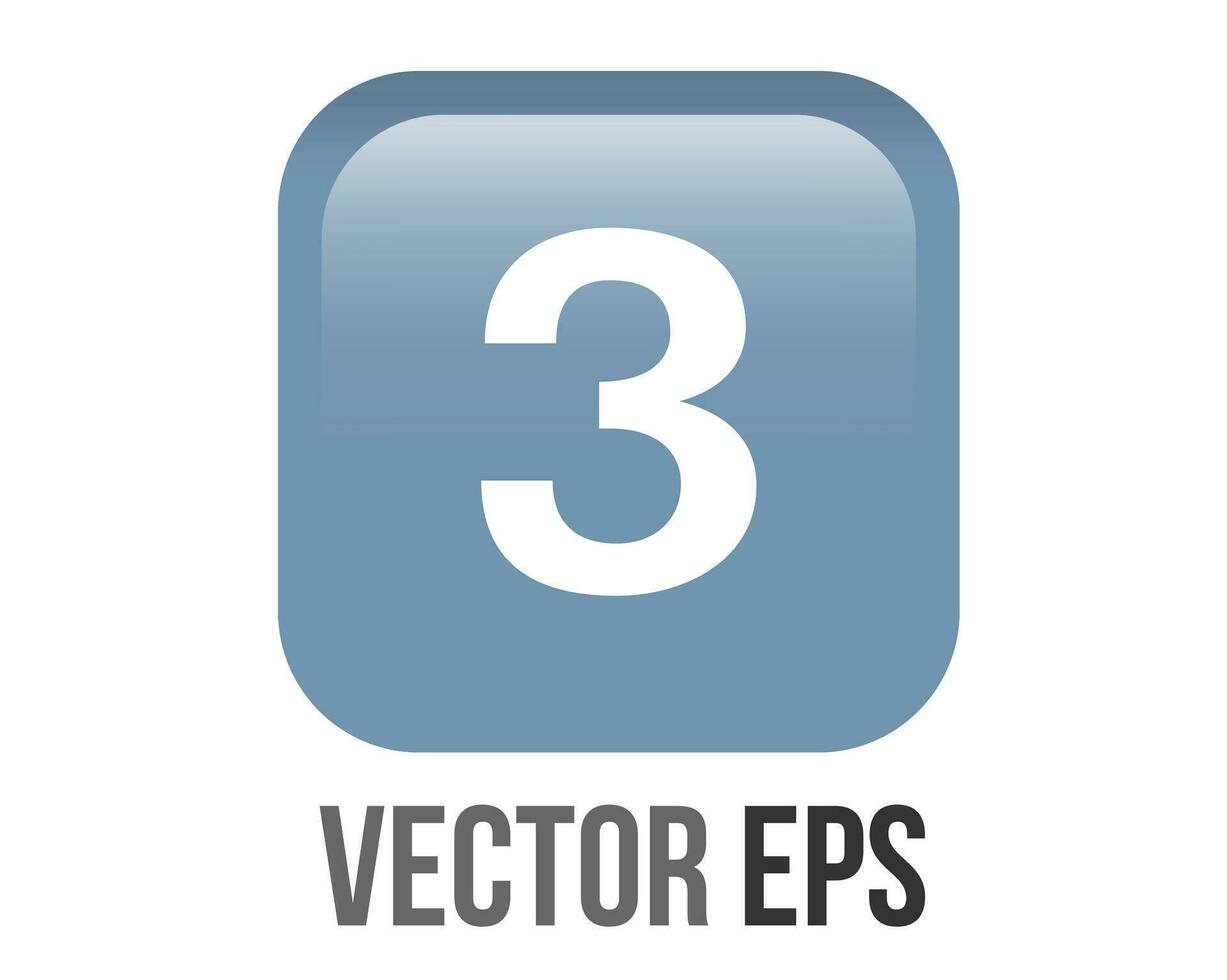 vector brillante degradado azul tecla blanco dígito Tres icono botón