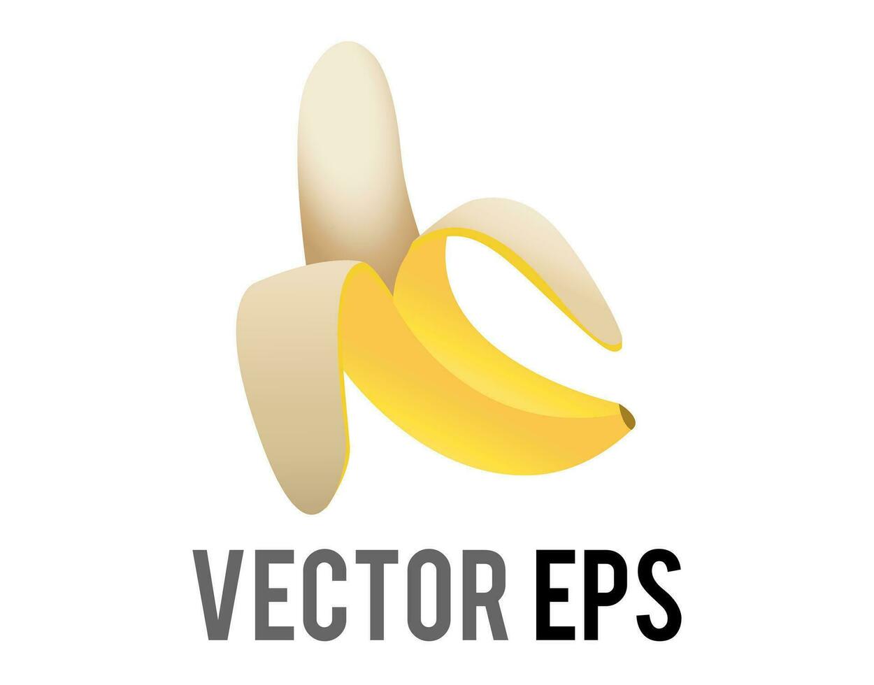 Vector raw fruit banana icon with yellow skin