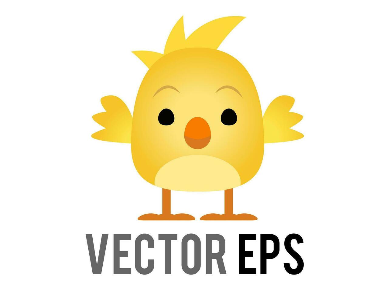 Vector yellow baby chicken, chick eye and orange month in side view