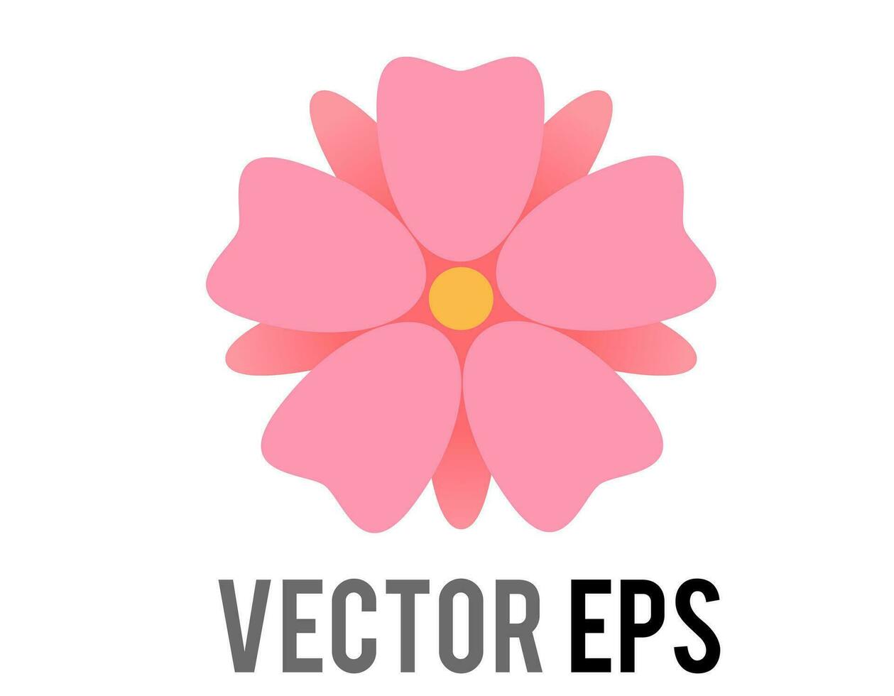 Vector light pink sakura flower of cherry blossom icon with five petals