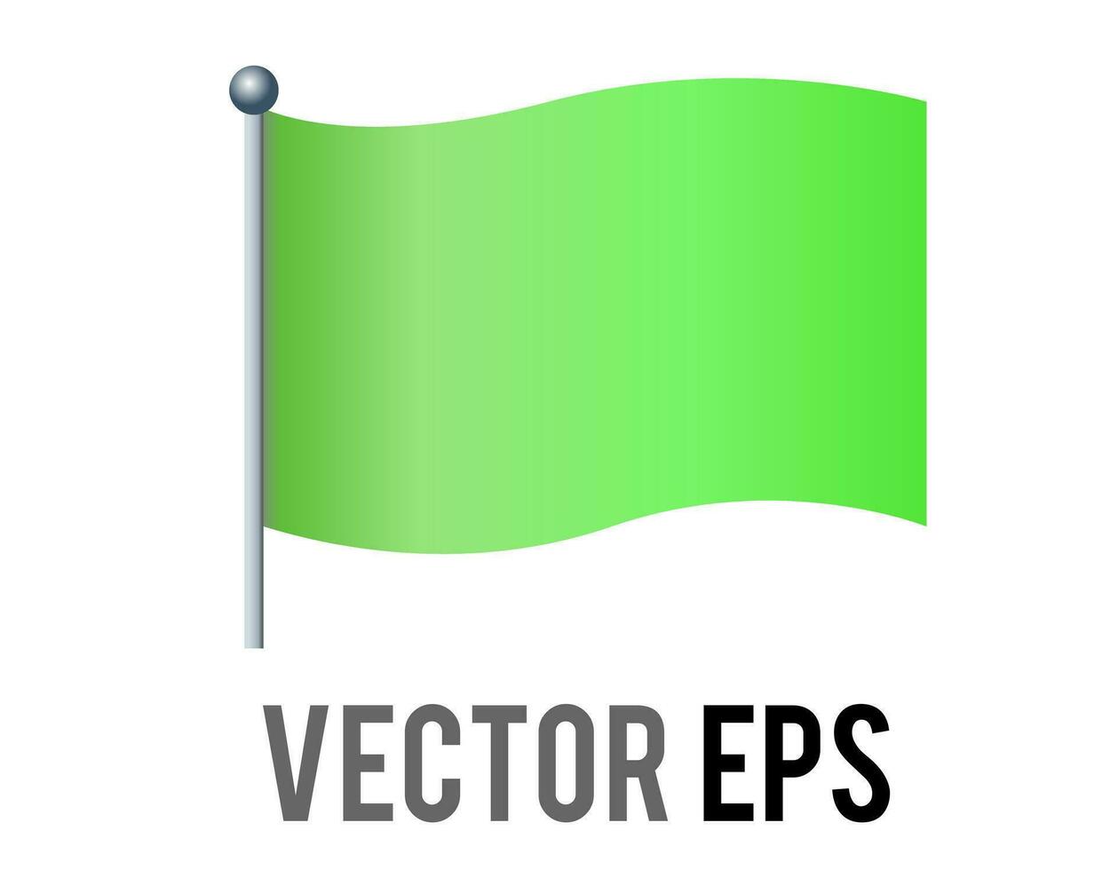 Vector isolated rectangular Christmas gradient green flag icon with silver pole