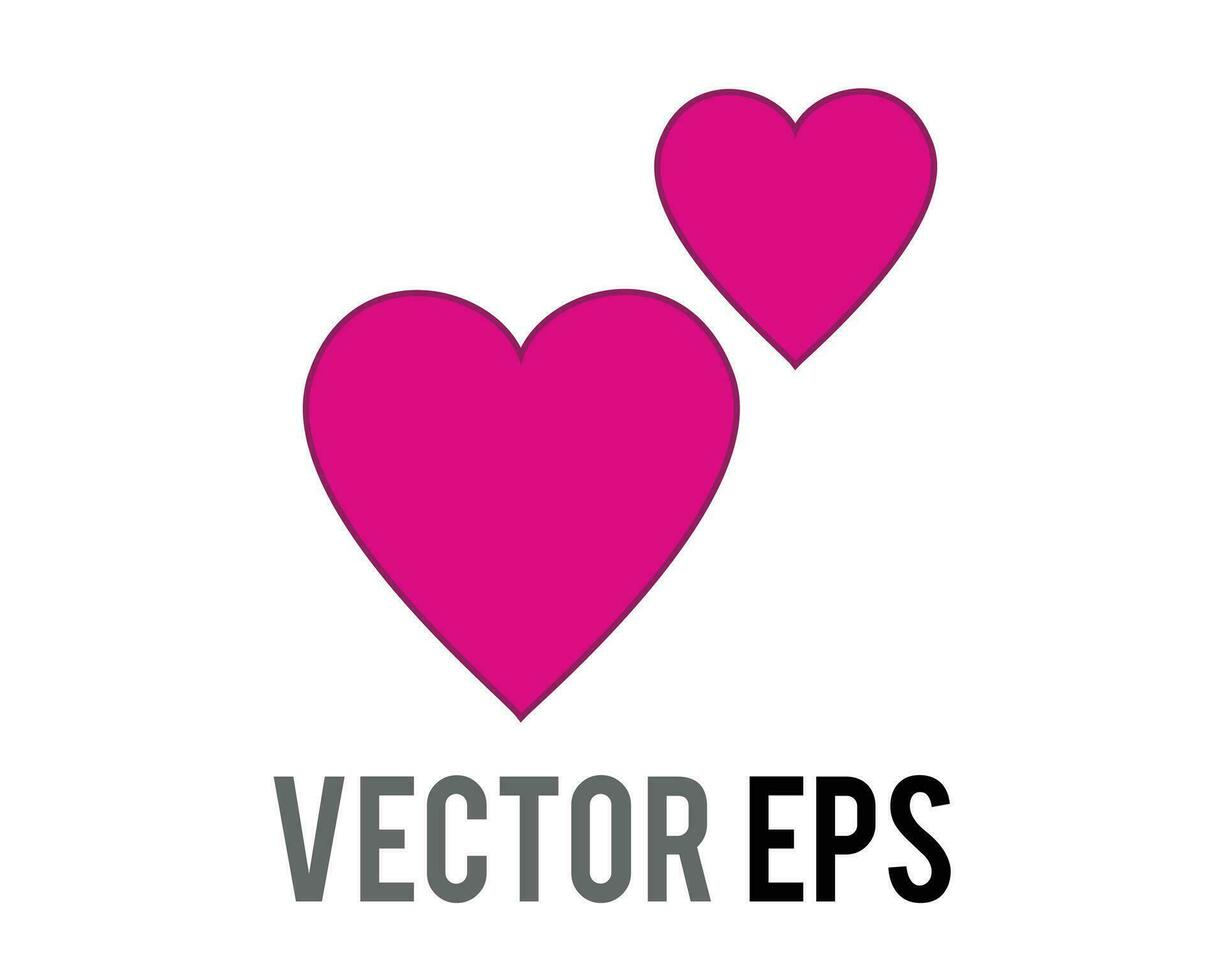 Vector two love pink hearts flat icon, used for expressions of love is in the air