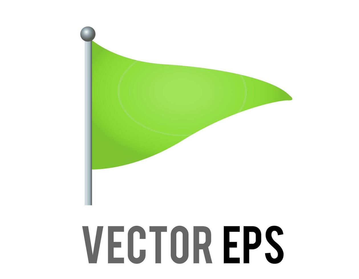 Vector isolated vector triangular gradient green flag icon with silver pole