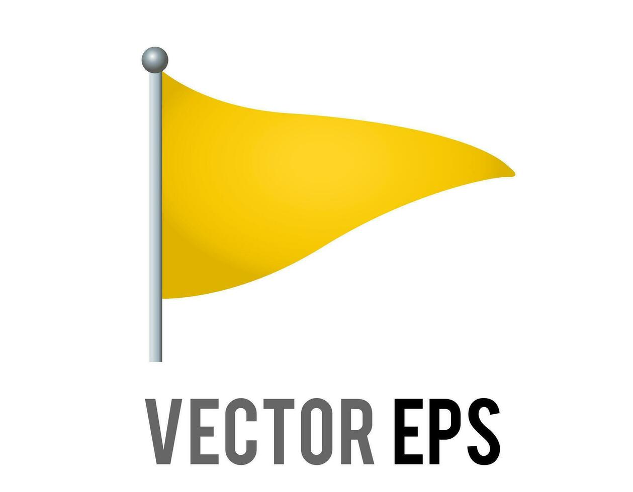 Vector isolated vector triangular gradient yellow flag icon with silver pole