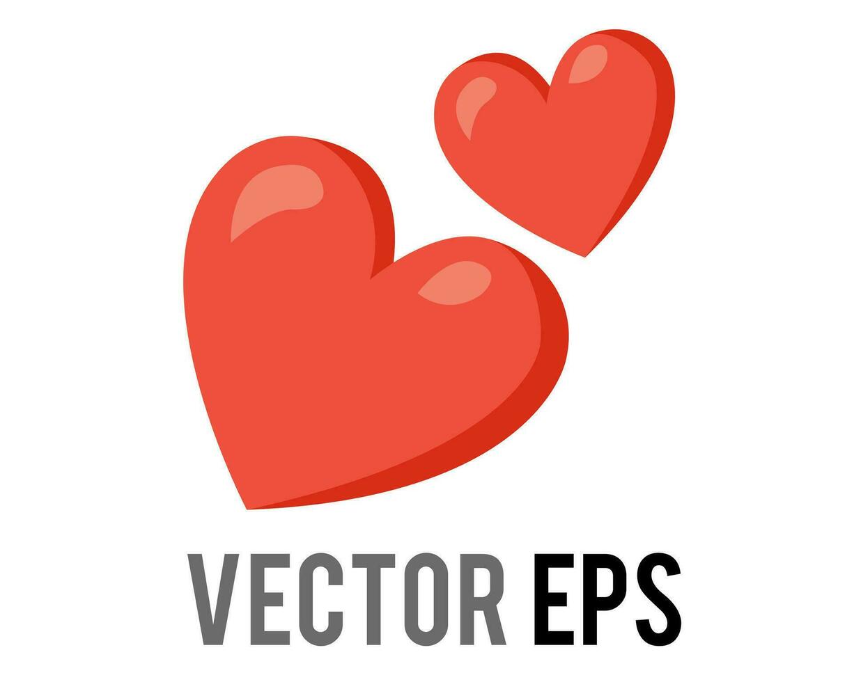 Vector two love red glossy hearts icon, used for expressions of love is in the air