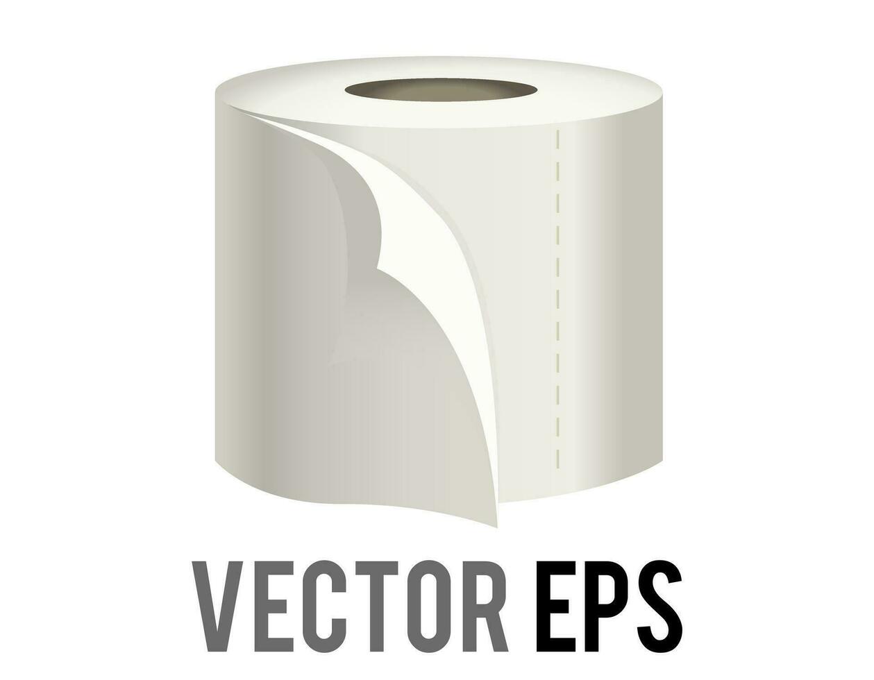 vector roll of white toilet, washroom or kichen tissue paper icon with sheet unfurling