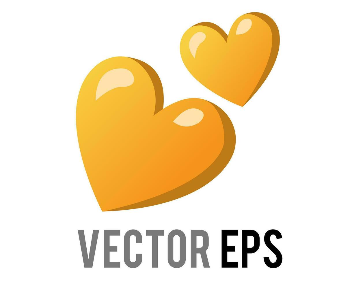 Vector two gradient gold glossy hearts icon, used for expressions of love is in the air
