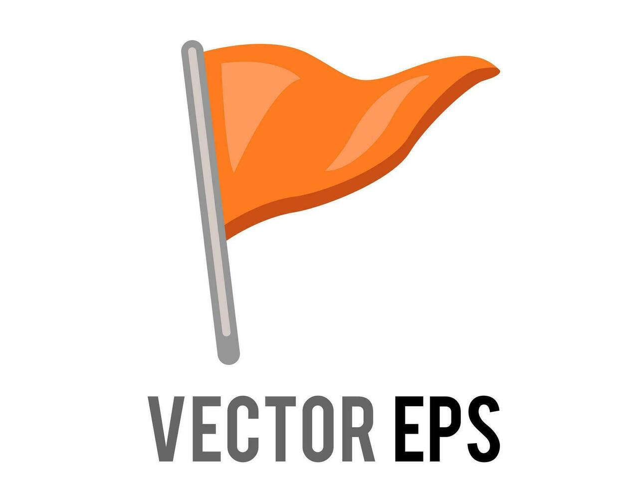 Vector isolated vector triangular gradient orange flag icon with silver pole