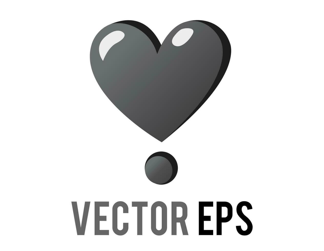 Vector love gradient gray glossy love heart exclamation mark icon, used for expressions of passion, romance