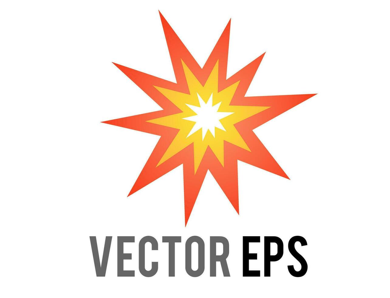 Vector cartoon-styled red, yellow fiery burst collision star icon