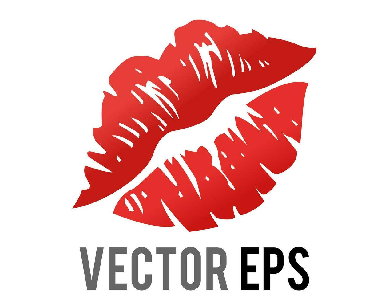 Vector gradient red kiss mark icon with bright lipstick