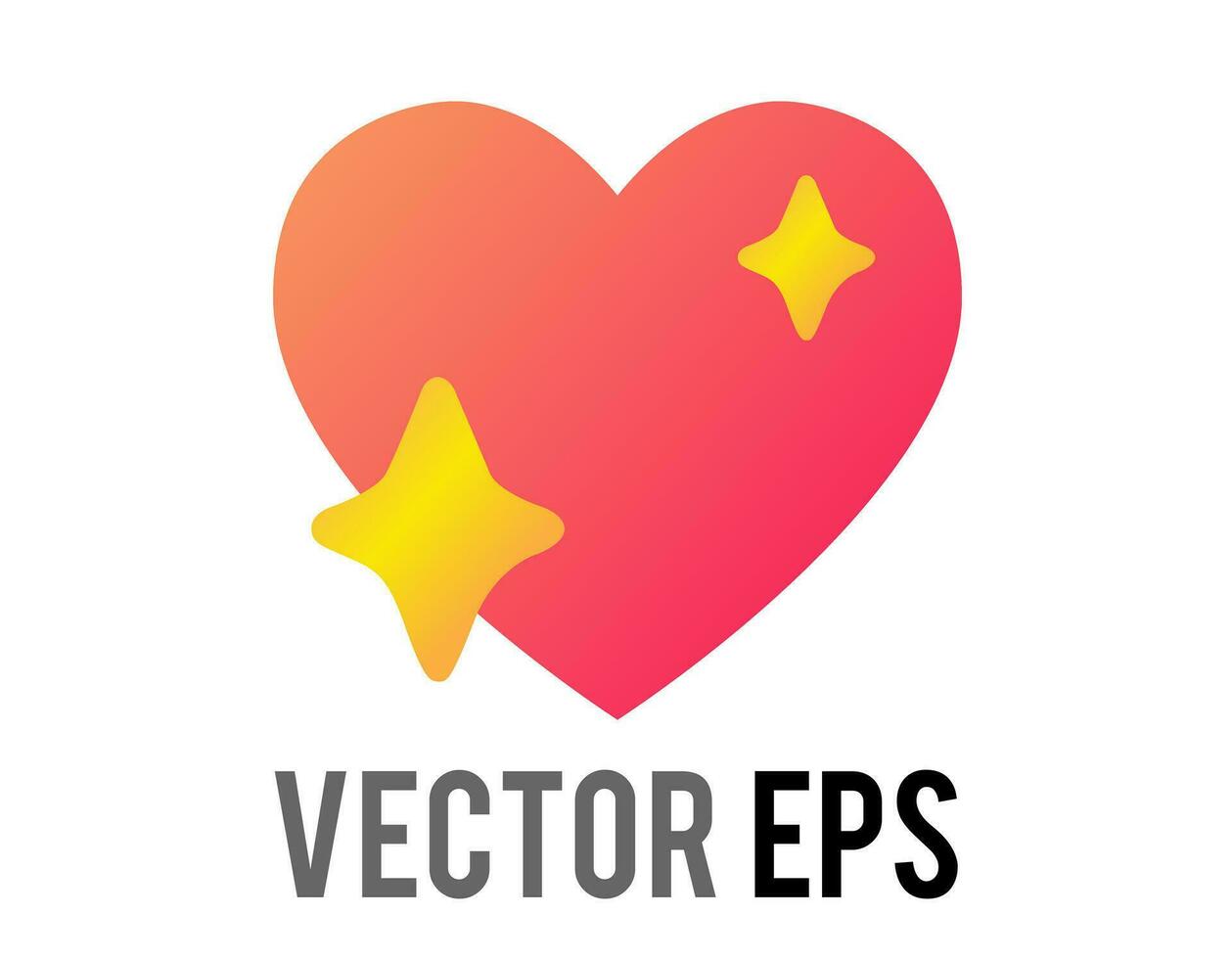 vector lustroso degradado rosado amor corazón icono con oro espumoso estrellas