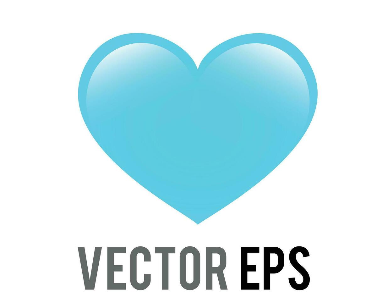 Vector classic love light blue glossy heart icon