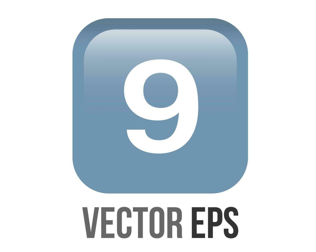 vector brillante degradado azul tecla blanco dígito nueve icono botón