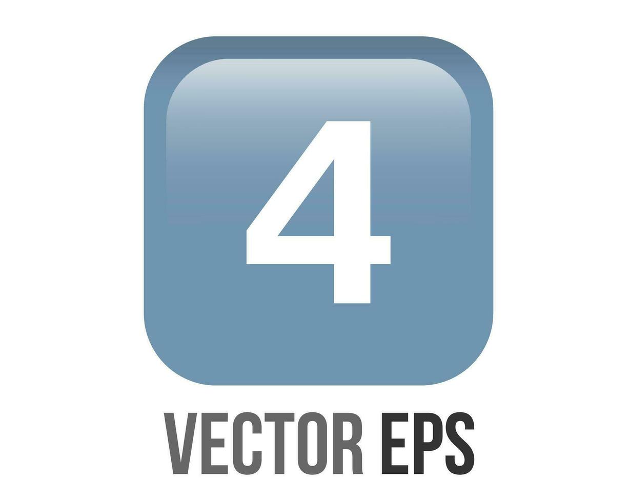 Vector shinny gradient blue keycap white digit four icon button