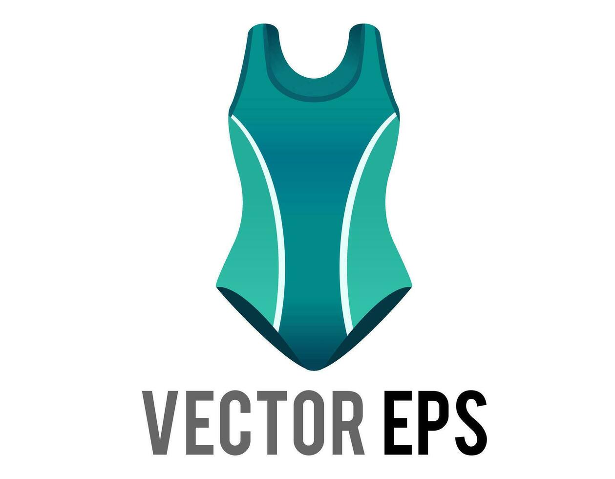 Vector gradient green sporty one piece swimsuit icon with pattern